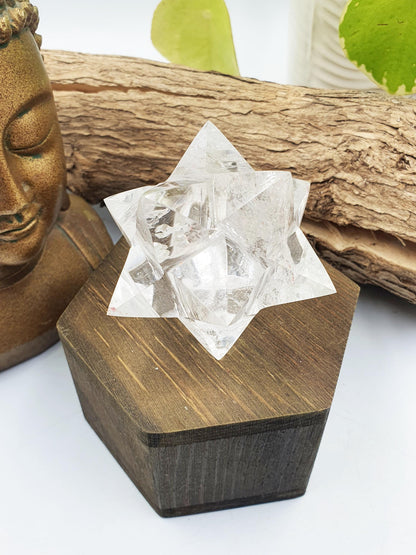 12 Point Clear Quartz Dodecagram - Energy Amplifying Crystal Star - 170g