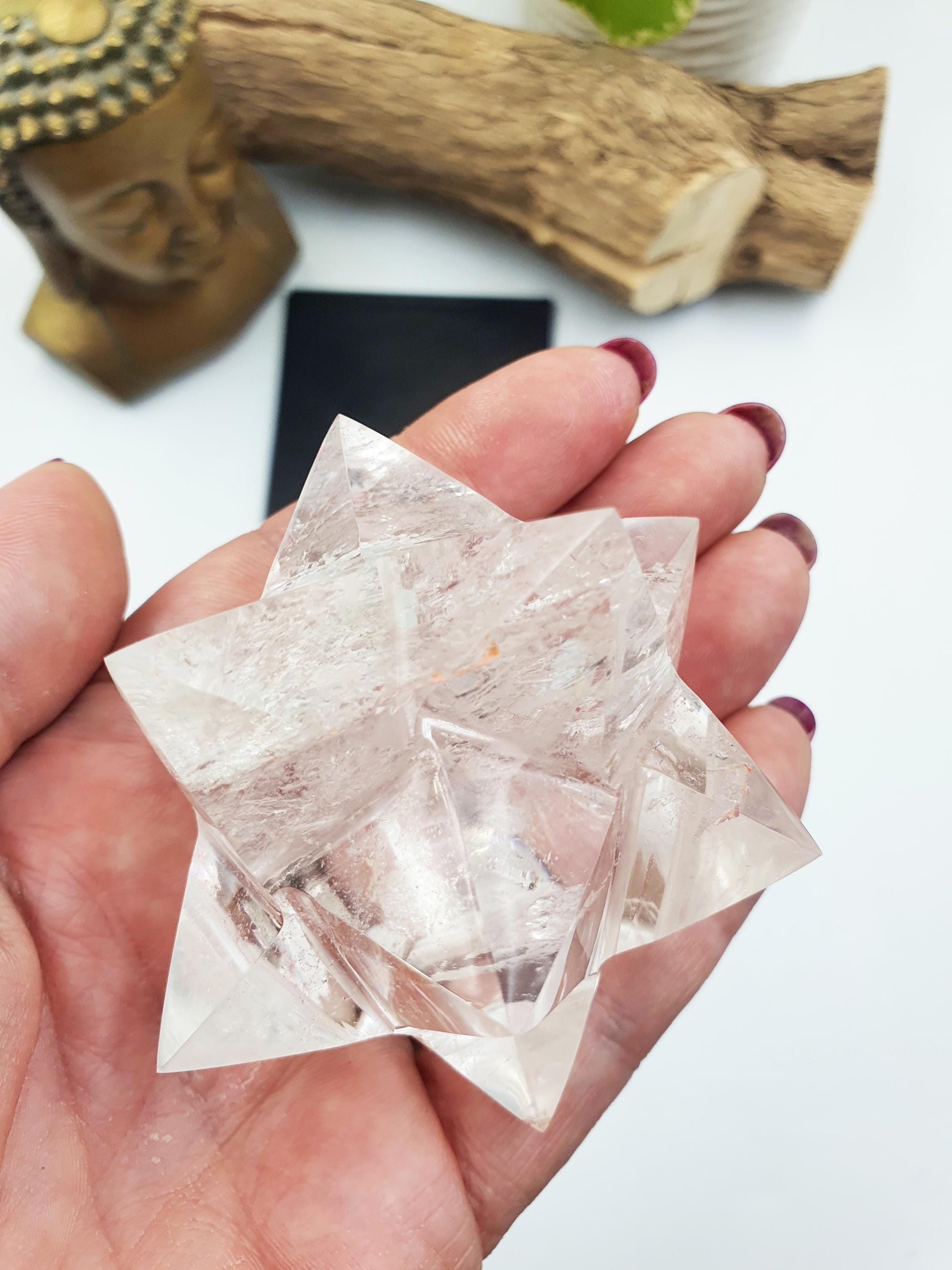 12 Point Clear Quartz Dodecagram - Energy Amplifying Crystal Star - 170g
