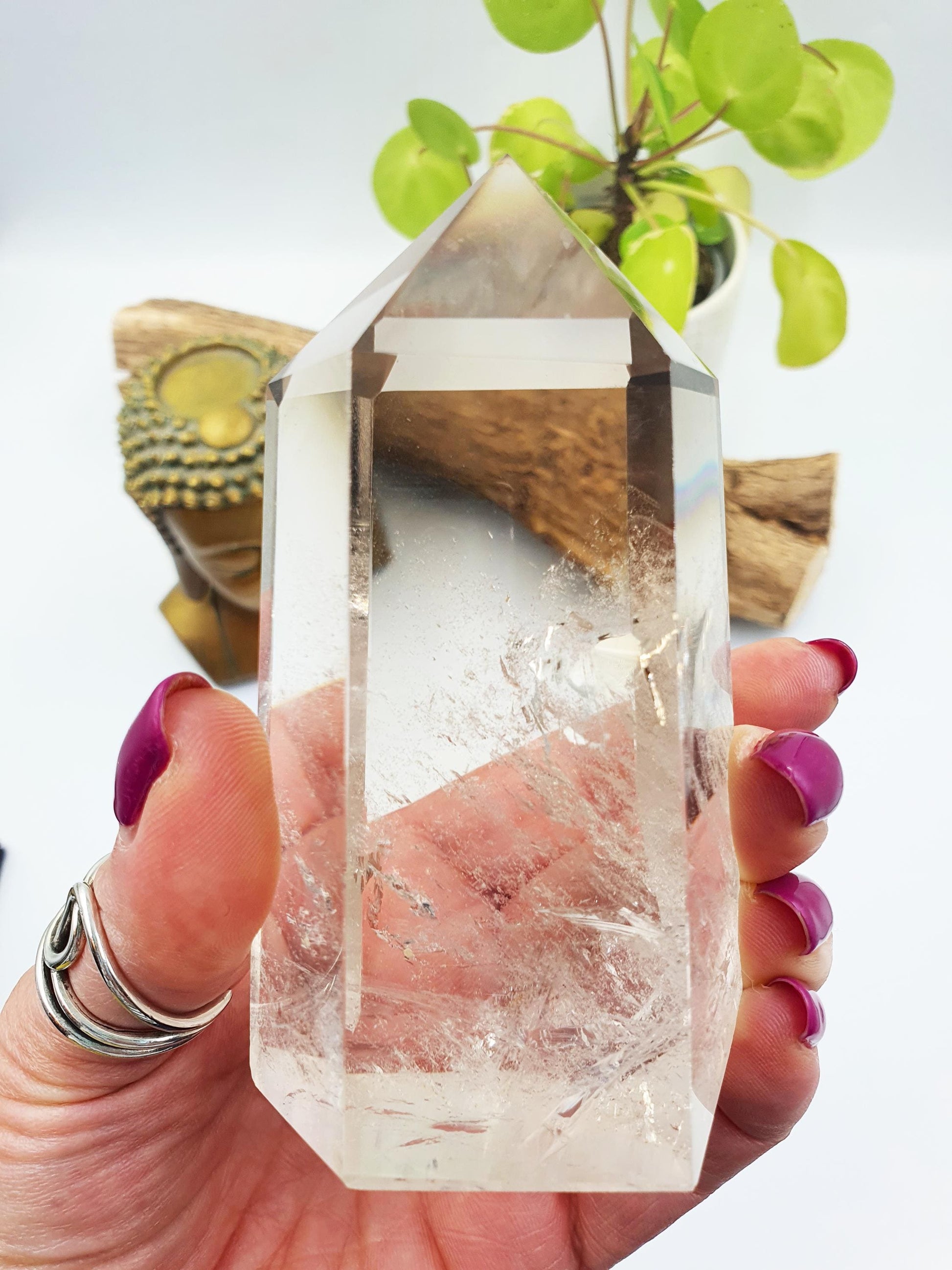 High Quality Smoky Quartz Tower with Phantoms & Rainbows - Grounding and Healing Crystal Point - 380g