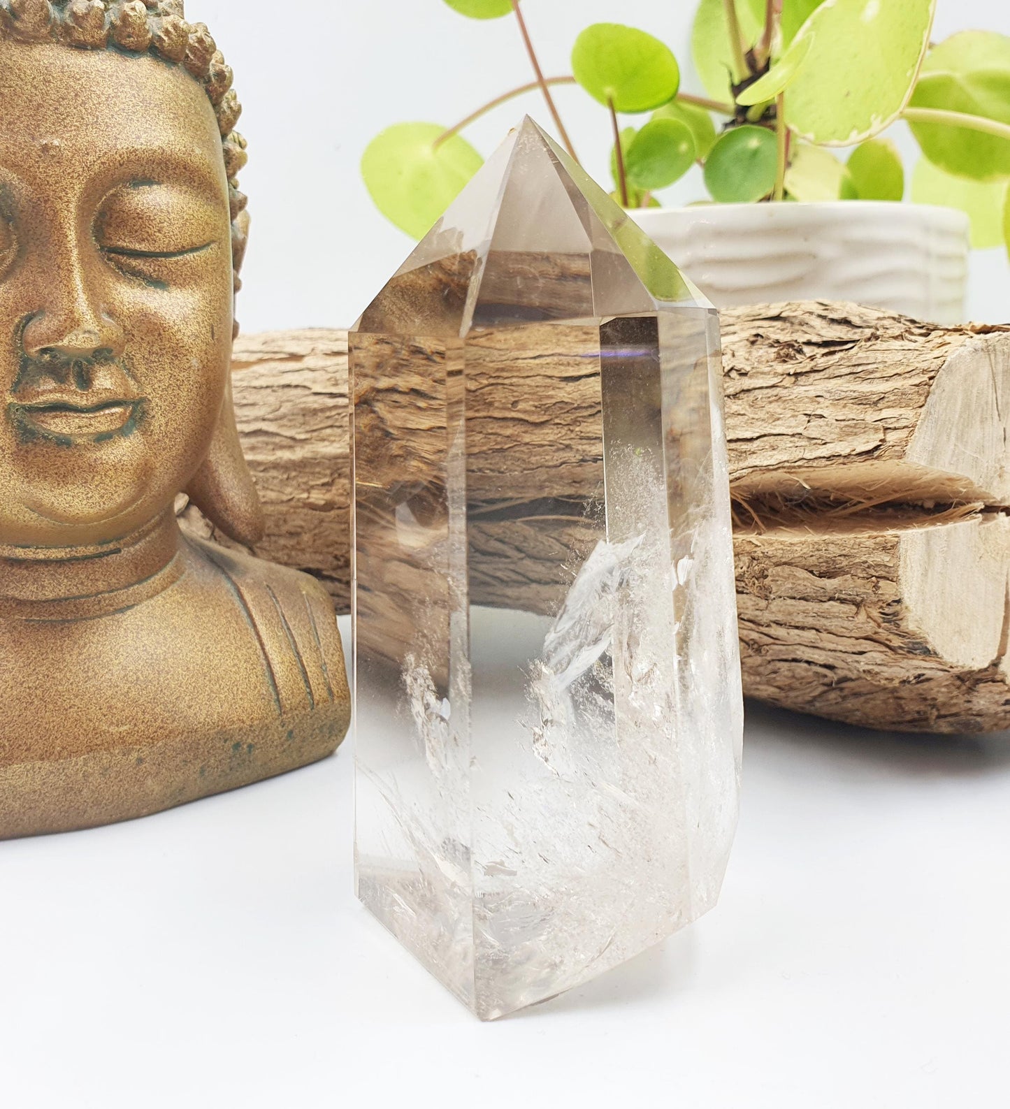High Quality Smoky Quartz Tower with Phantoms & Rainbows - Grounding and Healing Crystal Point - 380g