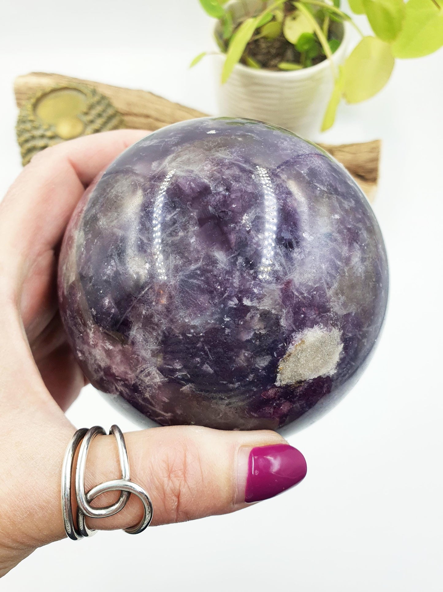 Large Unicorn Stone (Pegmatite) Sphere - Calming & Nurturing Crystal Ball - 92mm