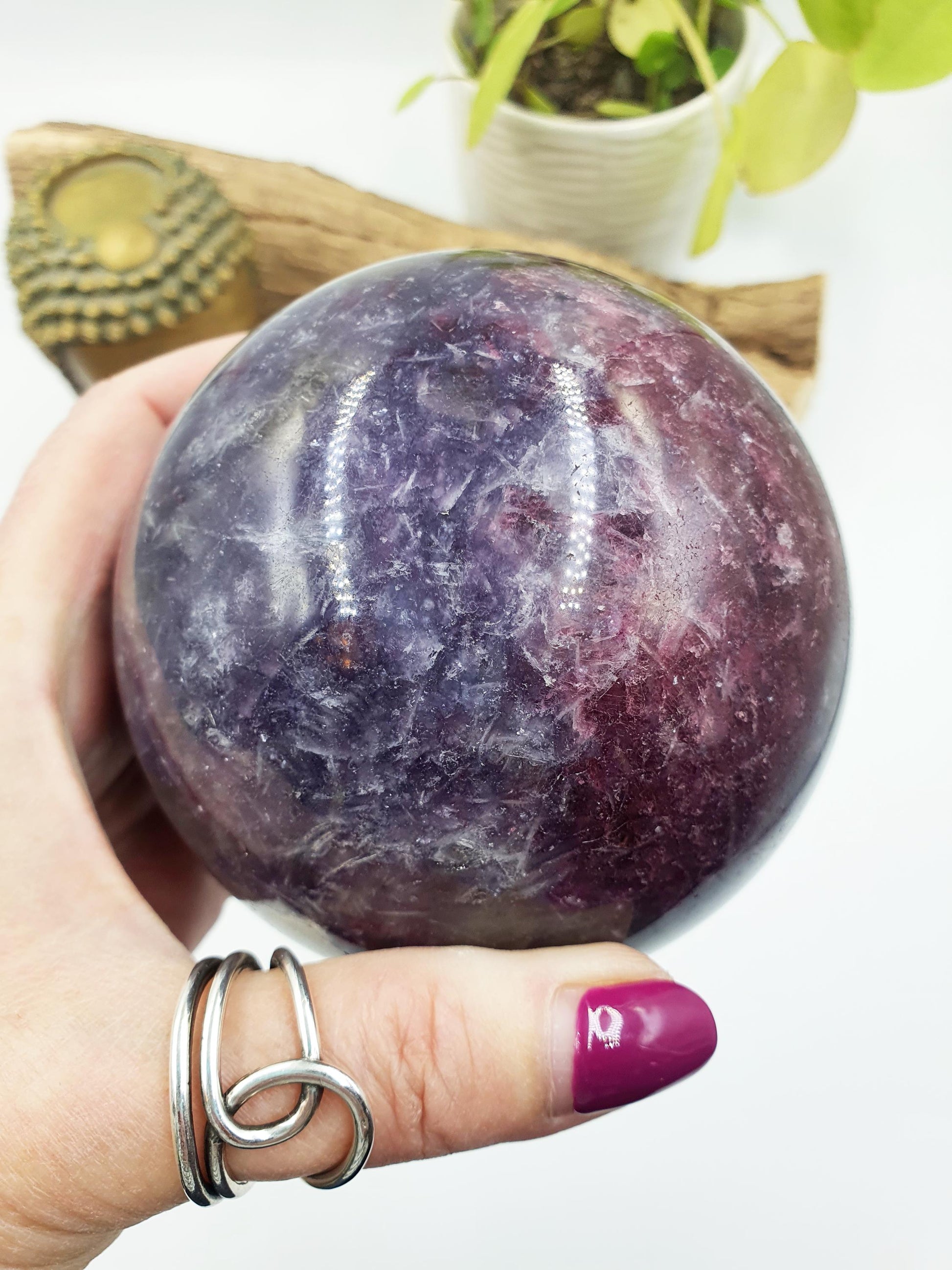 Large Unicorn Stone (Pegmatite) Sphere - Calming & Nurturing Crystal Ball - 92mm