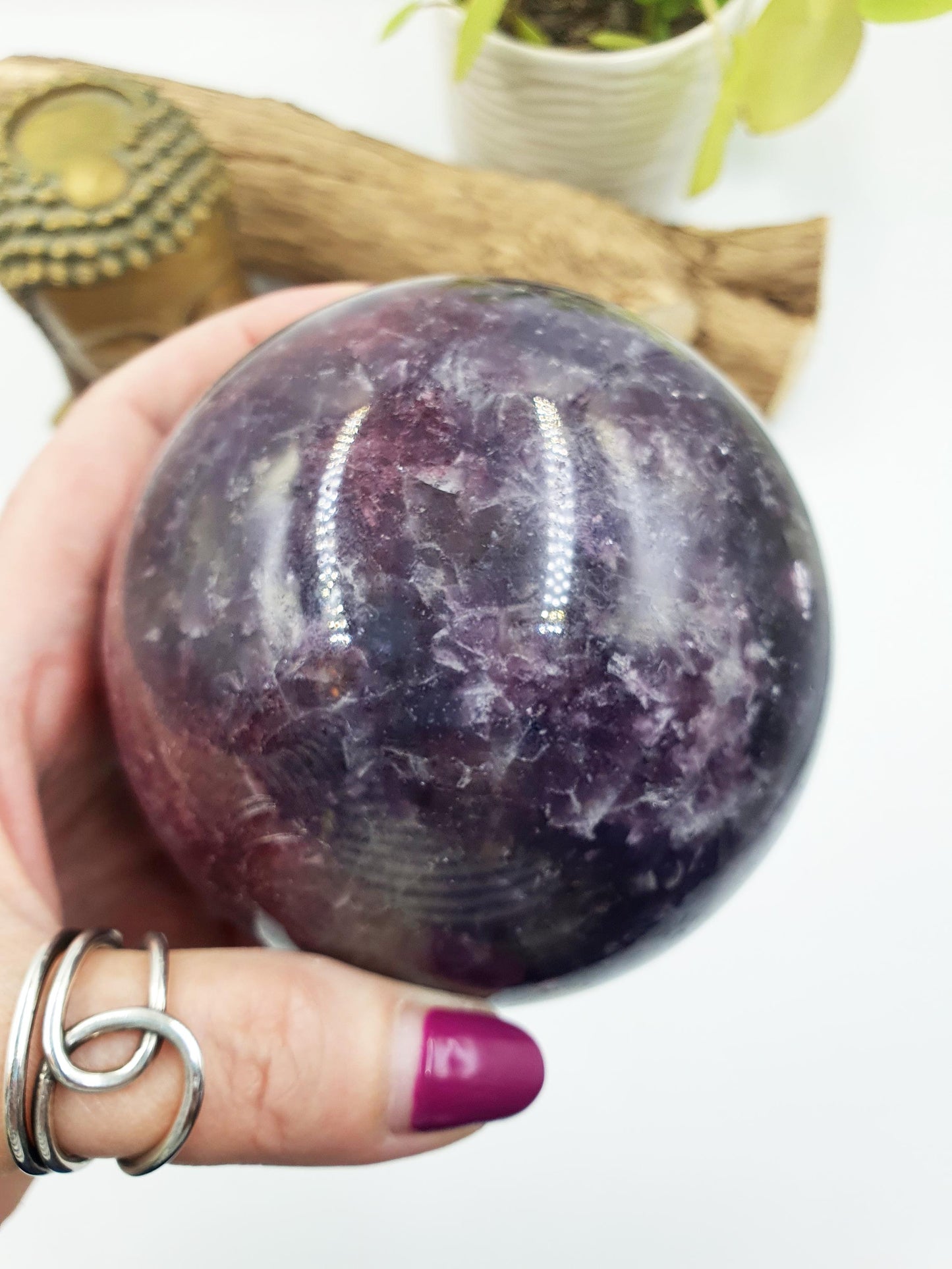 Large Unicorn Stone (Pegmatite) Sphere - Calming & Nurturing Crystal Ball - 92mm