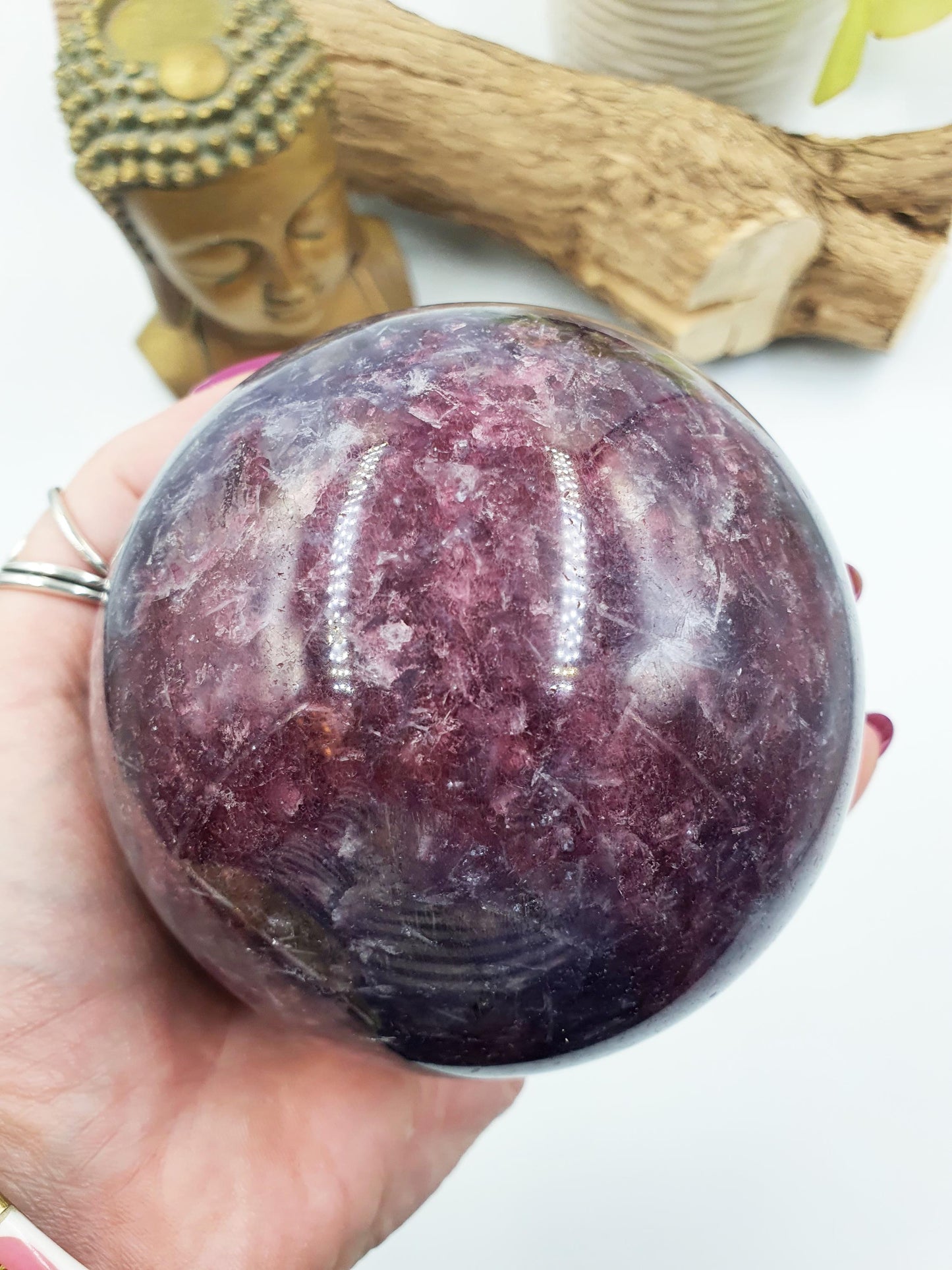 Large Unicorn Stone (Pegmatite) Sphere - Calming & Nurturing Crystal Ball - 92mm
