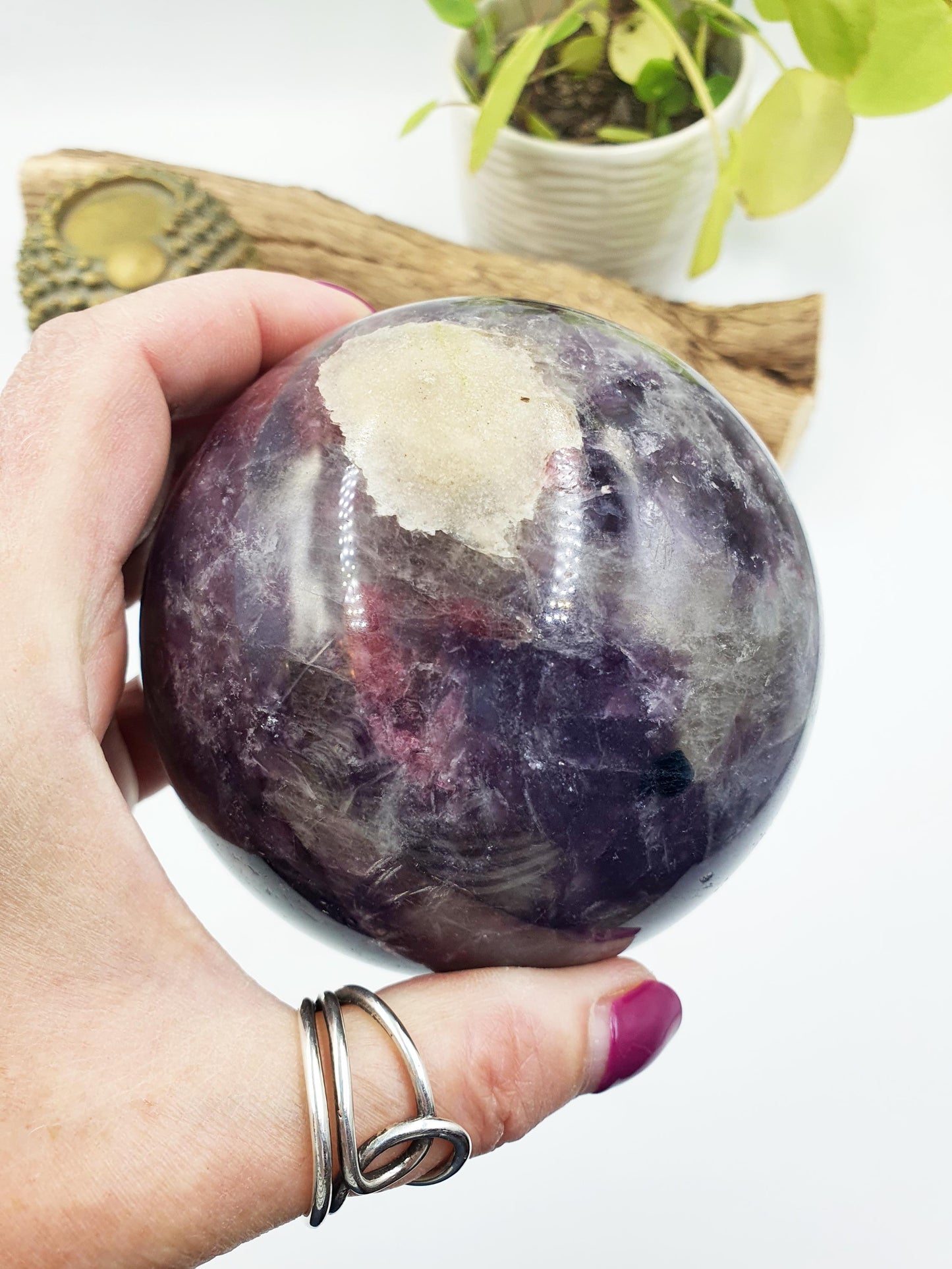 Large Unicorn Stone (Pegmatite) Sphere - Calming & Nurturing Crystal Ball - 92mm