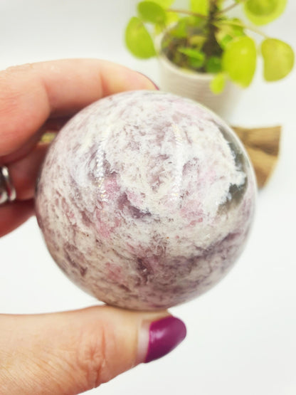 Plum Tourmaline Sphere (Rubellite)- Rare Emotional Healing & Spiritual Growth Crystal Ball - 68mm