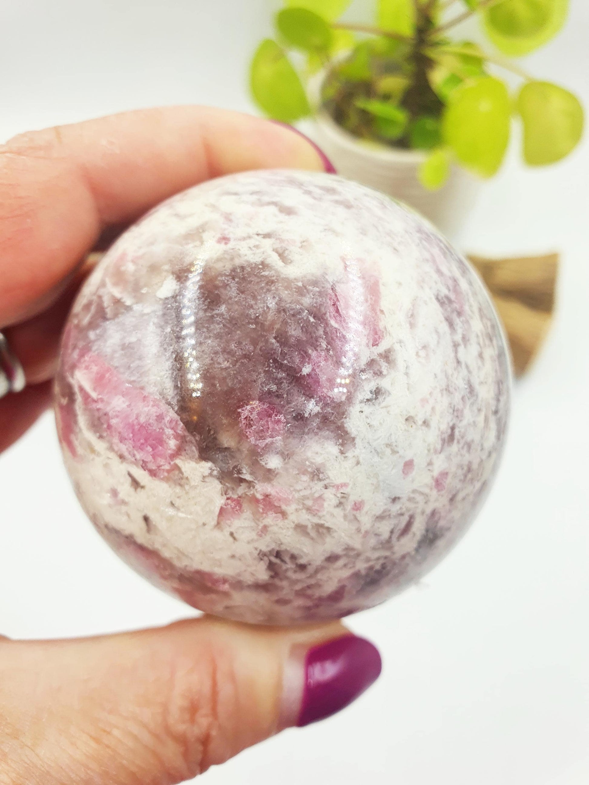 Plum Tourmaline Sphere (Rubellite)- Rare Emotional Healing & Spiritual Growth Crystal Ball - 68mm