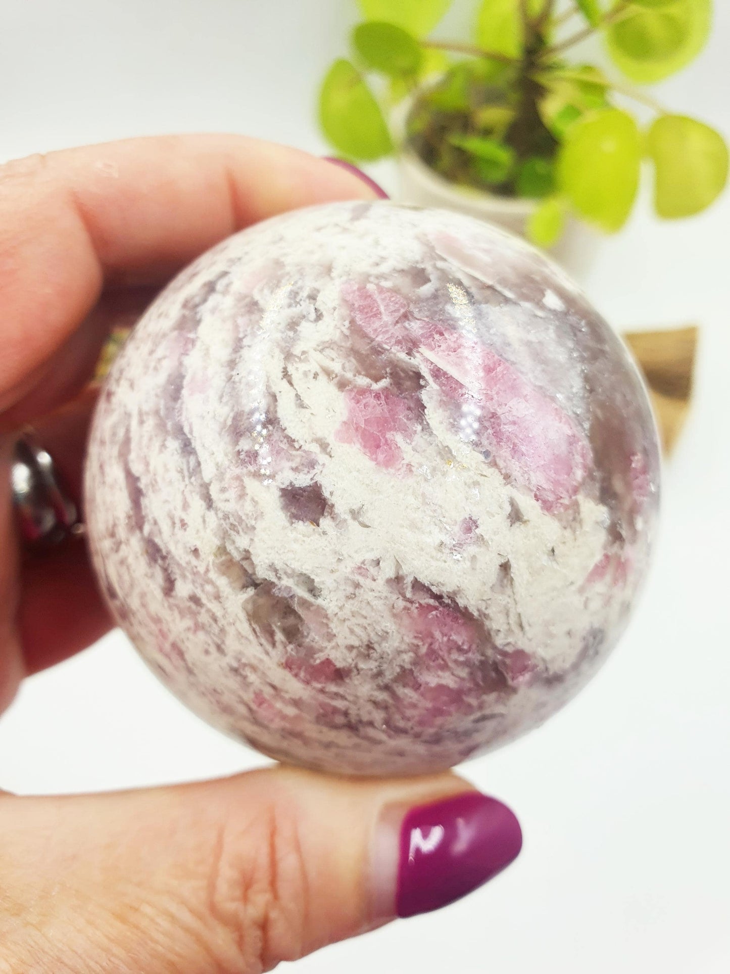 Plum Tourmaline Sphere (Rubellite)- Rare Emotional Healing & Spiritual Growth Crystal Ball - 68mm