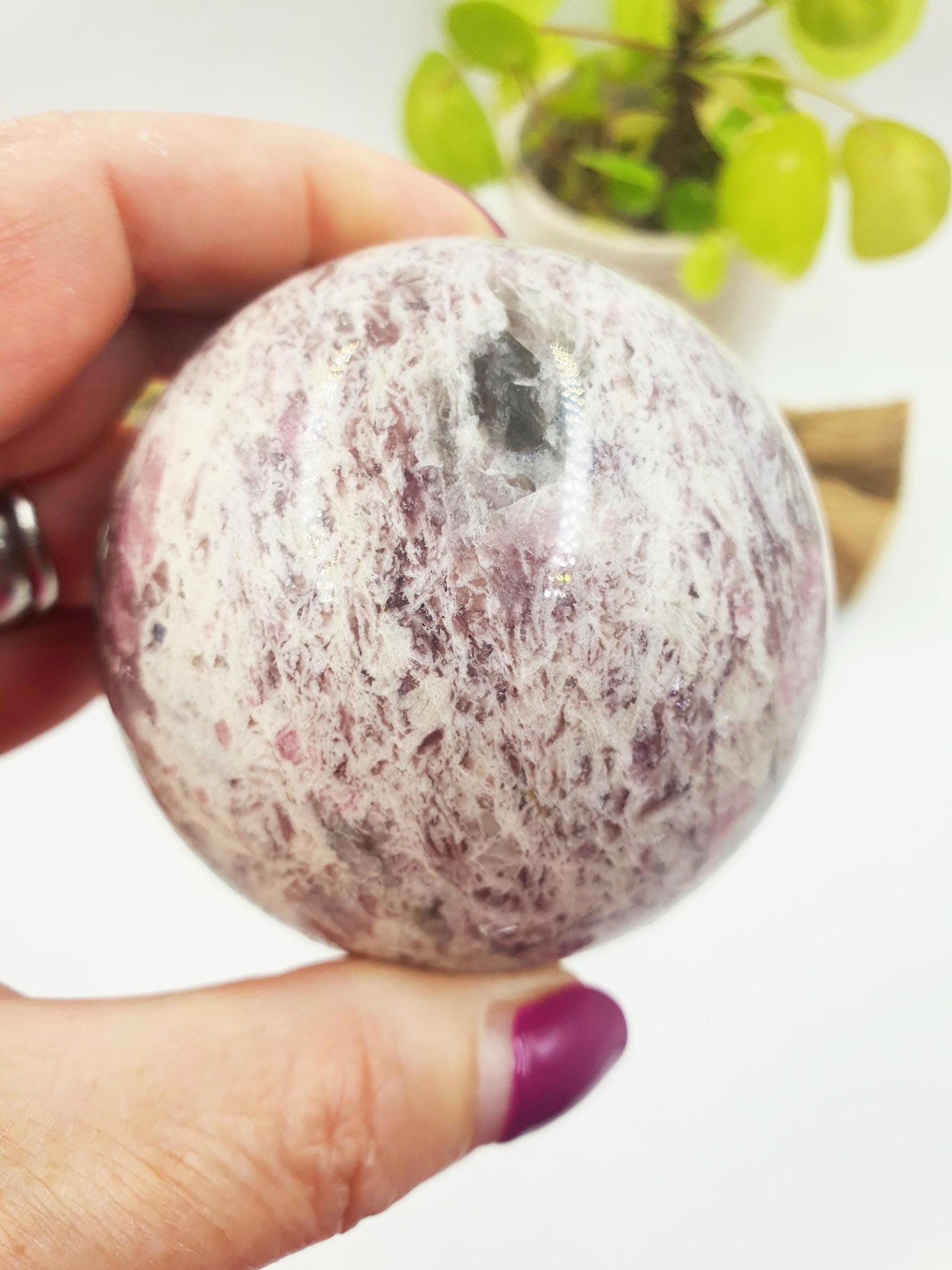 Plum Tourmaline Sphere (Rubellite)- Rare Emotional Healing & Spiritual Growth Crystal Ball - 68mm