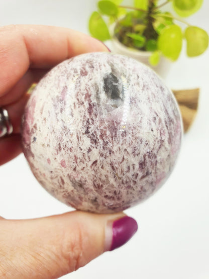 Plum Tourmaline Sphere (Rubellite)- Rare Emotional Healing & Spiritual Growth Crystal Ball - 68mm