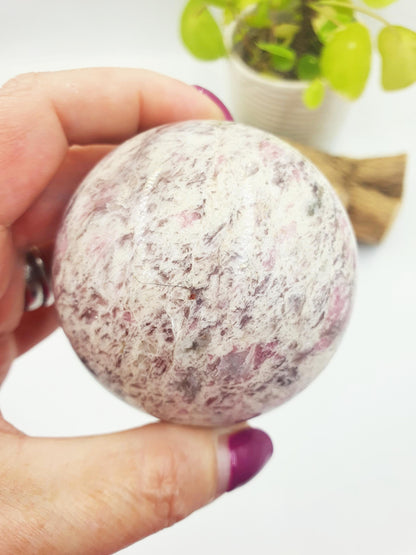 Plum Tourmaline Sphere (Rubellite)- Rare Emotional Healing & Spiritual Growth Crystal Ball - 68mm