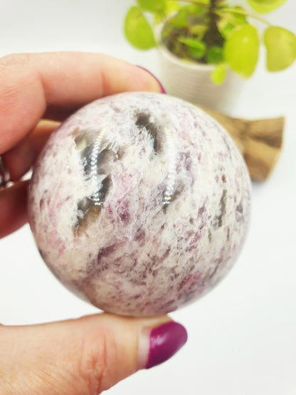 Plum Tourmaline Sphere (Rubellite)- Rare Emotional Healing & Spiritual Growth Crystal Ball - 68mm