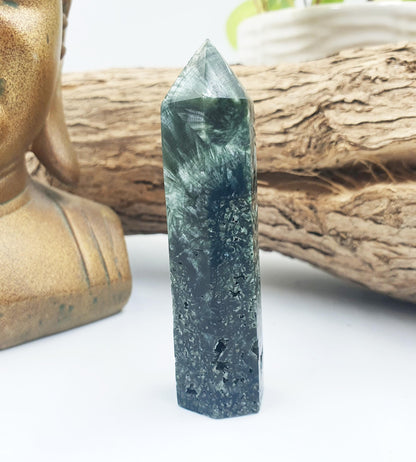 Flashy Seraphinite Tower - Angelic Connection & Heart Healing Crystal Point - 40g