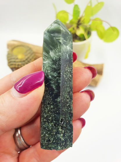 Flashy Seraphinite Tower - Angelic Connection & Heart Healing Crystal Point - 40g