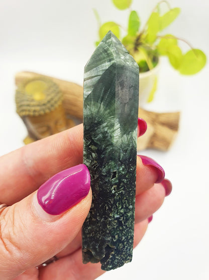Flashy Seraphinite Tower - Angelic Connection & Heart Healing Crystal Point - 40g