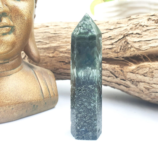 Flashy Seraphinite Tower - Angelic Connection & Heart Healing Crystal Point - 40g