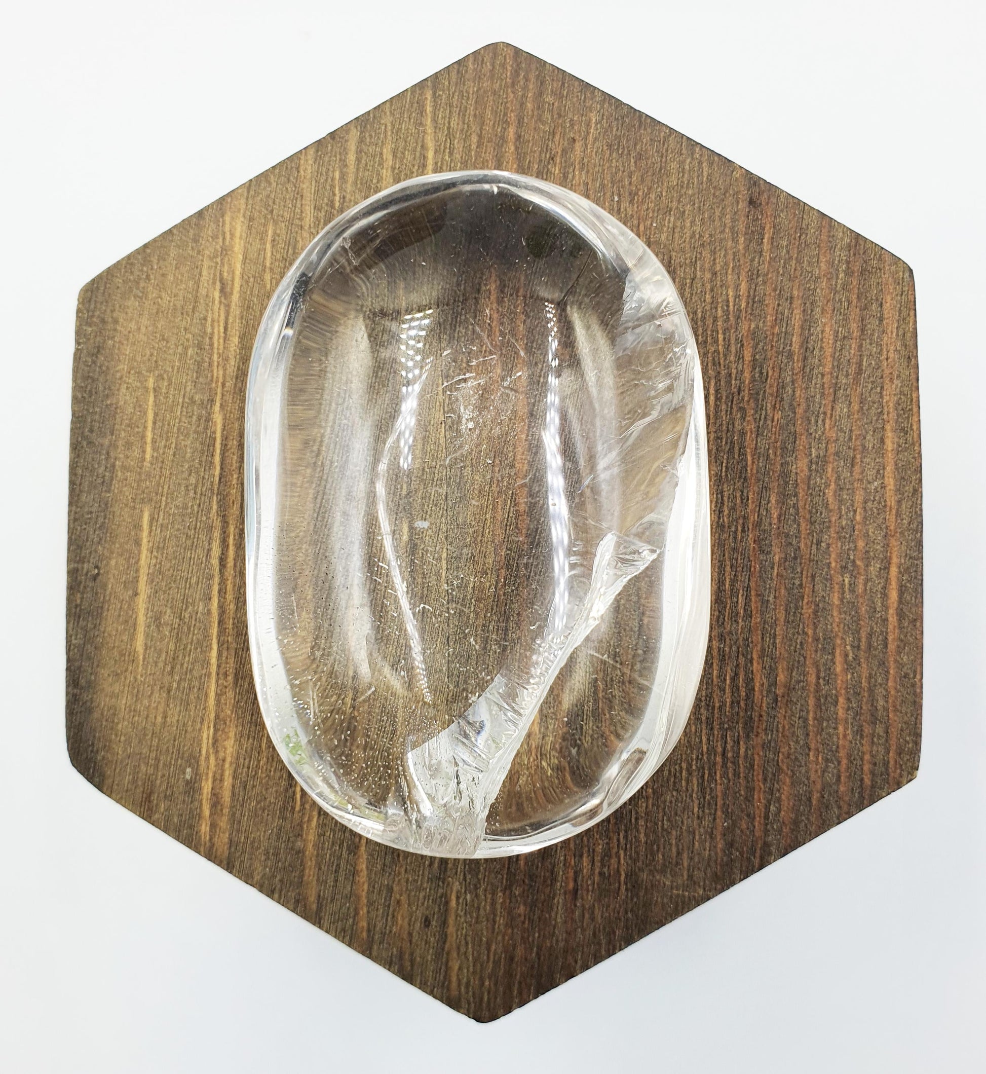 High Grade Clear Quartz Palm Stone with large Rainbows - Energy Amplifying Healing Crystal - 85g