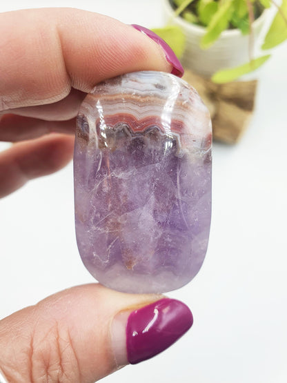 Amethyst Agate Palm Stone - Calming & Balancing Healing Crystal - 35g