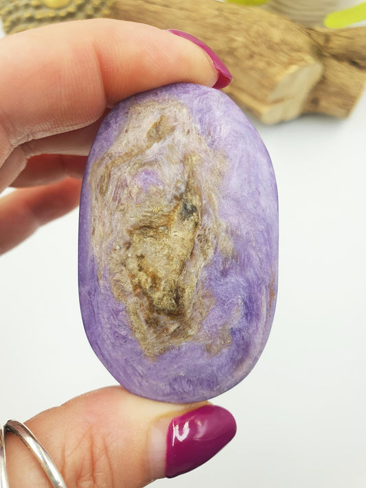 Charoite Palm Stone - Transformation & Intuition Healing Crystal, 50g