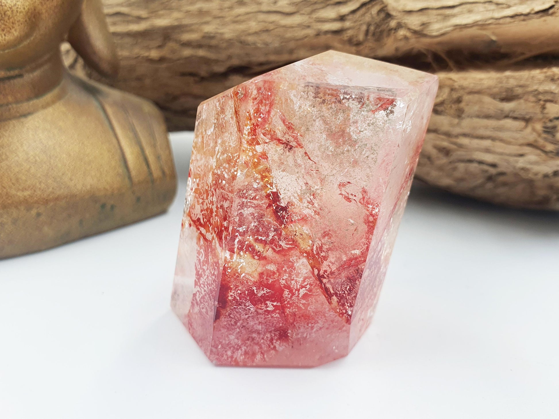 Madagascan Fire Quartz (Hematoid) Freeform with rainbows, 140g