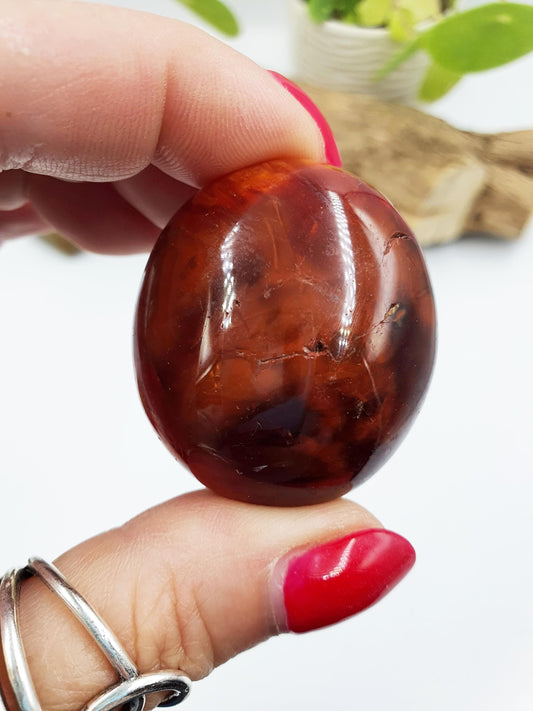 Carnelian Palm Stone - Vitality & Creative Healing Crystal - 55g
