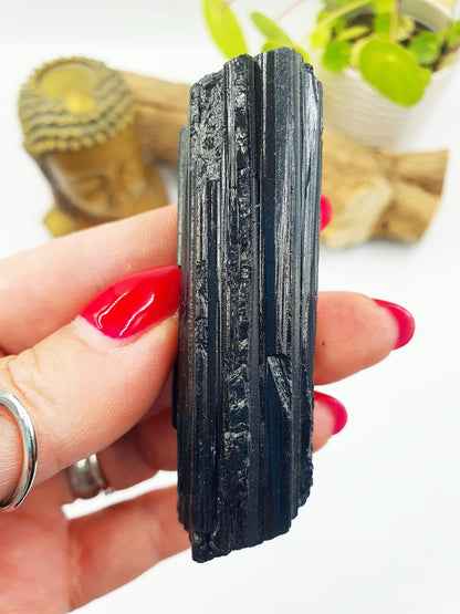 Flashy Raw Black Tourmaline Specimen - Natural Protection and Grounding Crystal - 90g