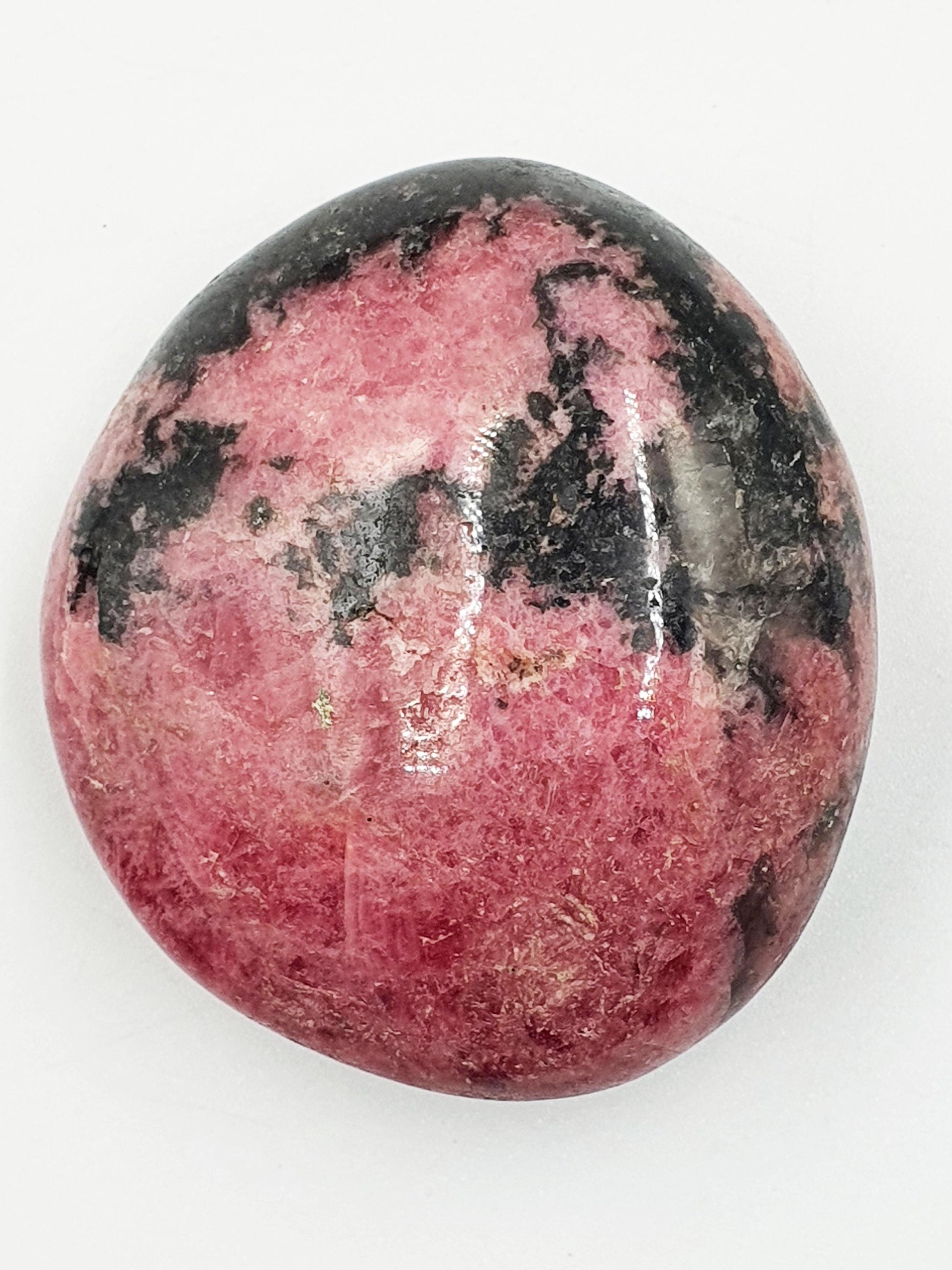 Flashy Rhodonite Palm Stone - Emotional Healing & Heart Chakra Crystal - 120g