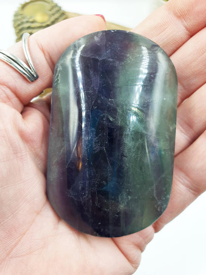 Fluorite Palm Stone - Focus and Clarity Healing Crystal - 160g