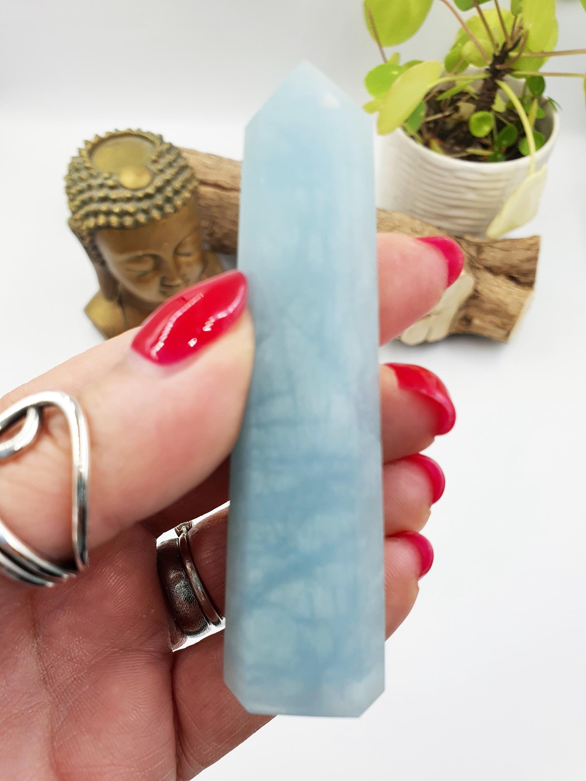 Aquamarine Tower - Calming & Communication Throat Chakra Healing Crystal Point - 55g