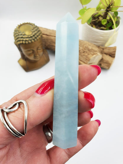 Aquamarine Tower - Calming & Communication Throat Chakra Healing Crystal Point - 55g