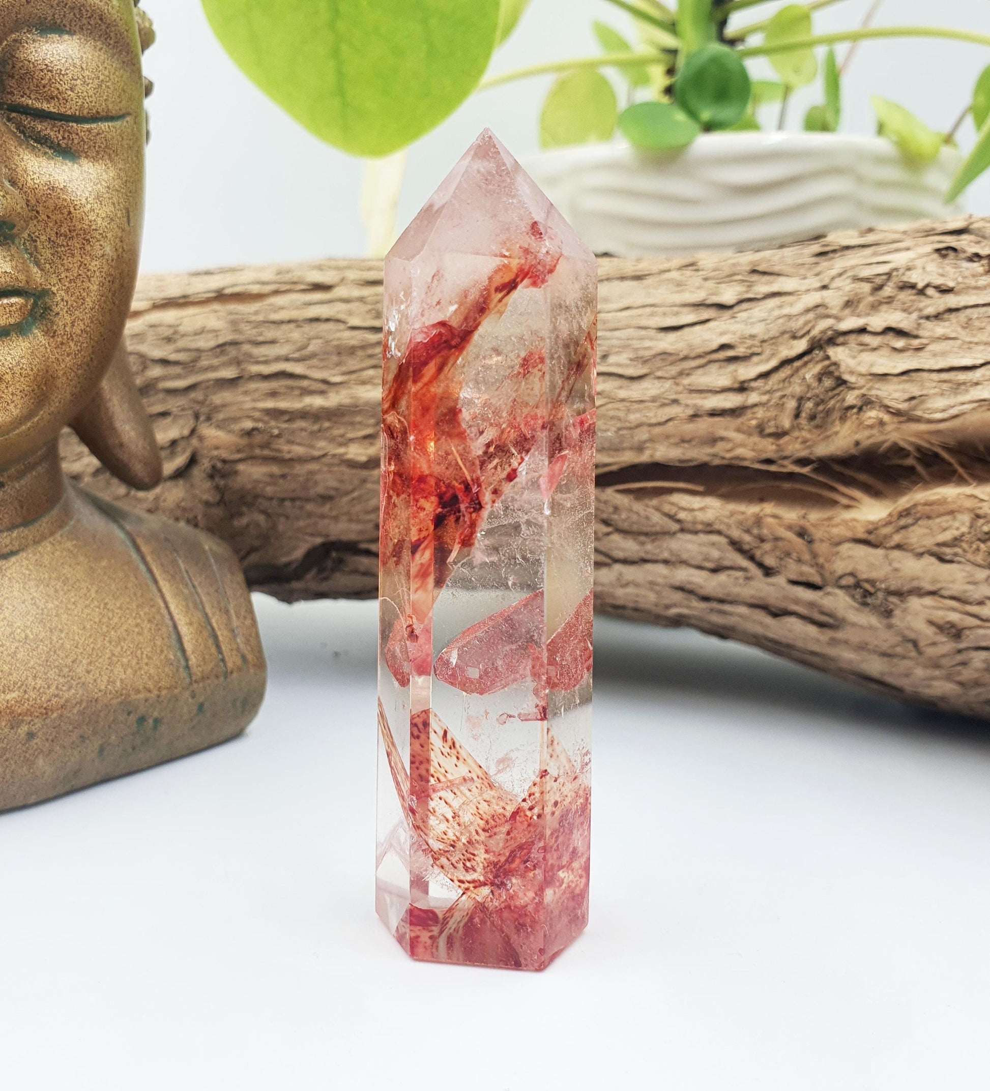 Madagascan Fire Quartz (Hematoid) Tower - Grounding & Vitality Crystal Point, 70g