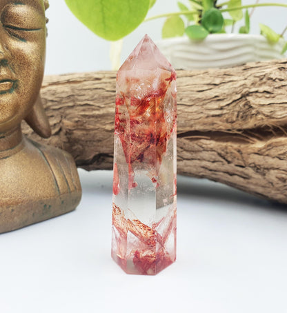Madagascan Fire Quartz (Hematoid) Tower - Grounding & Vitality Crystal Point, 70g