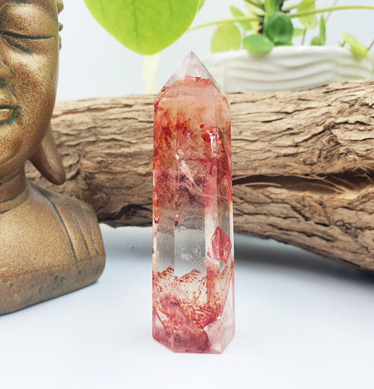Madagascan Fire Quartz (Hematoid) Tower - Grounding & Vitality Crystal Point, 70g