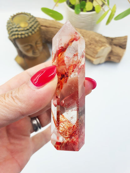 Madagascan Fire Quartz (Hematoid) Tower - Grounding & Vitality Crystal Point, 70g