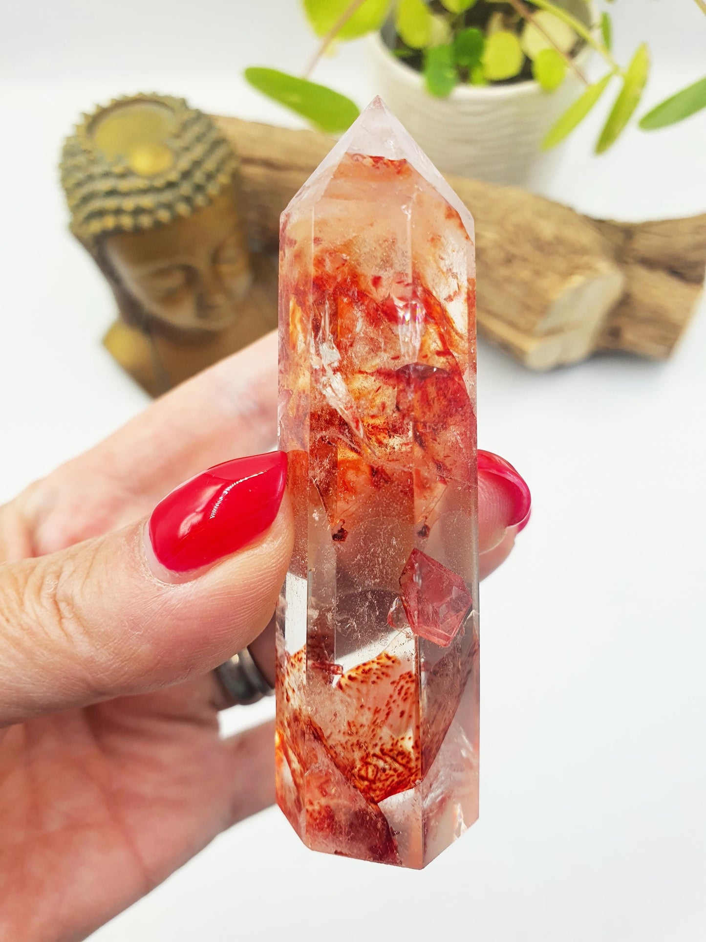 Madagascan Fire Quartz (Hematoid) Tower - Grounding & Vitality Crystal Point, 70g