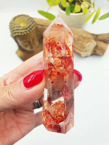 Madagascan Fire Quartz (Hematoid) Tower - Grounding & Vitality Crystal Point, 70g