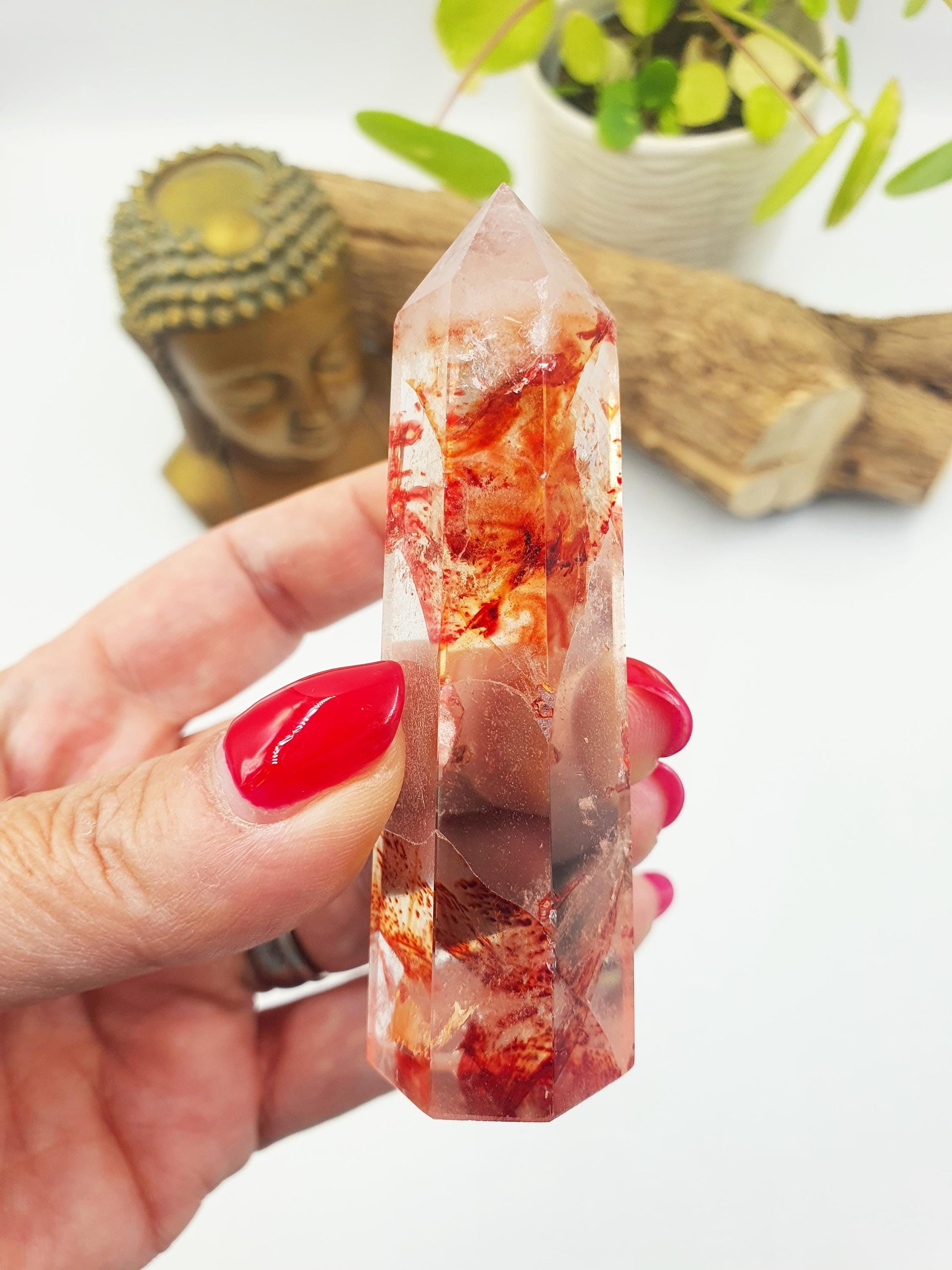 Madagascan Fire Quartz (Hematoid) Tower - Grounding & Vitality Crystal Point, 70g
