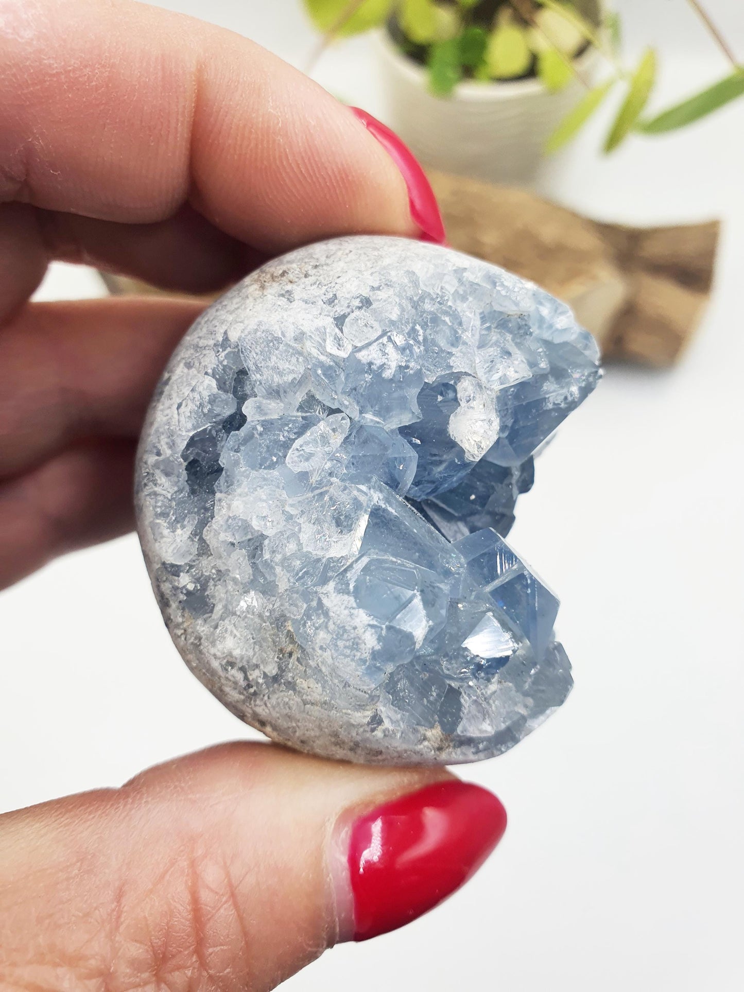 Raw Celestite Geode Specimen - Calming & Angelic Energy Healing Crystal, 190g