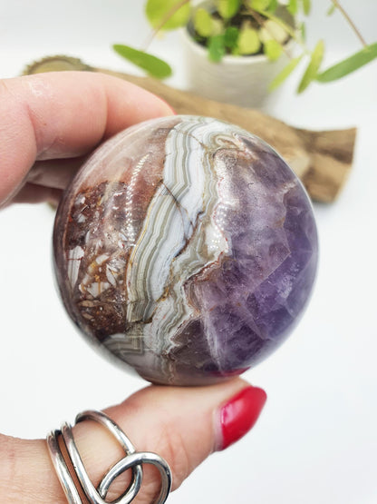 Amethyst Agate Sphere - Calming & Protective Healing Crystal Ball, 59mm