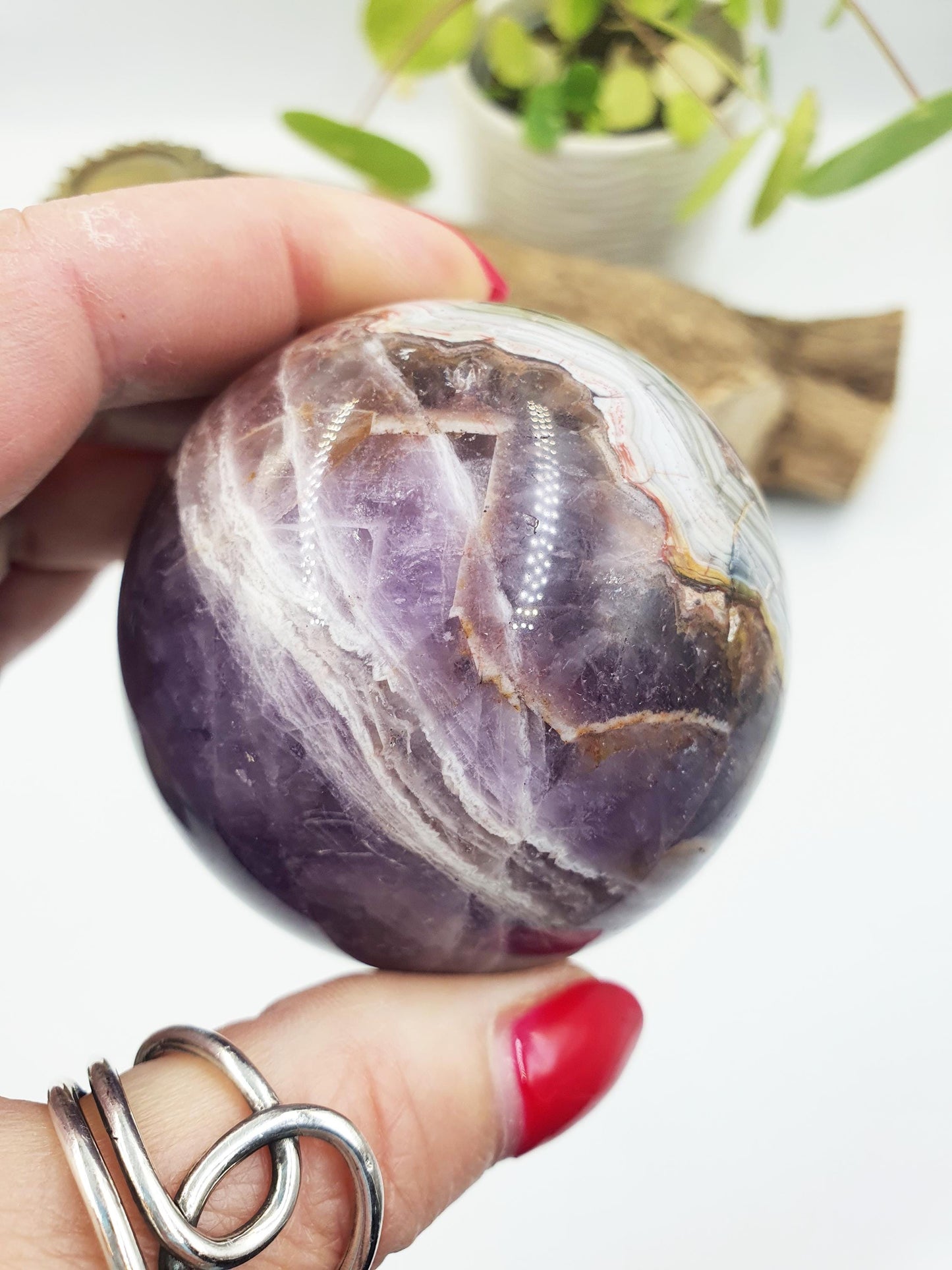 Amethyst Agate Sphere - Calming & Protective Healing Crystal Ball, 59mm