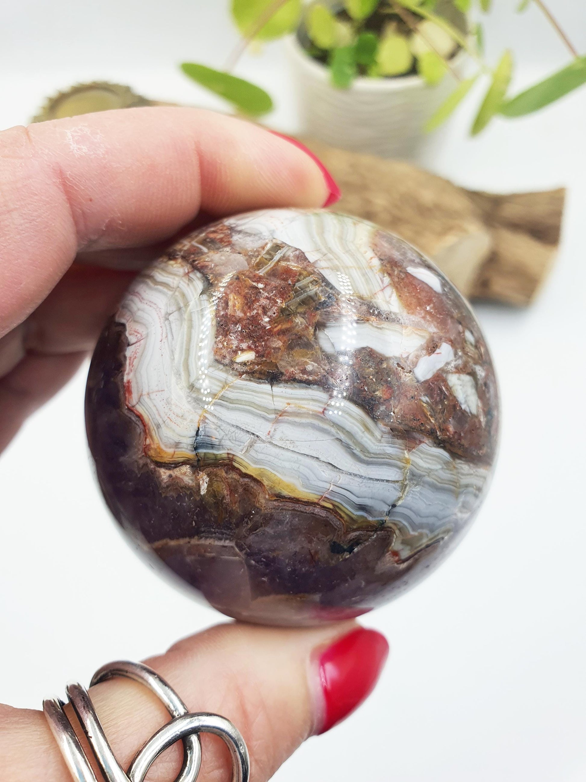 Amethyst Agate Sphere - Calming & Protective Healing Crystal Ball, 59mm