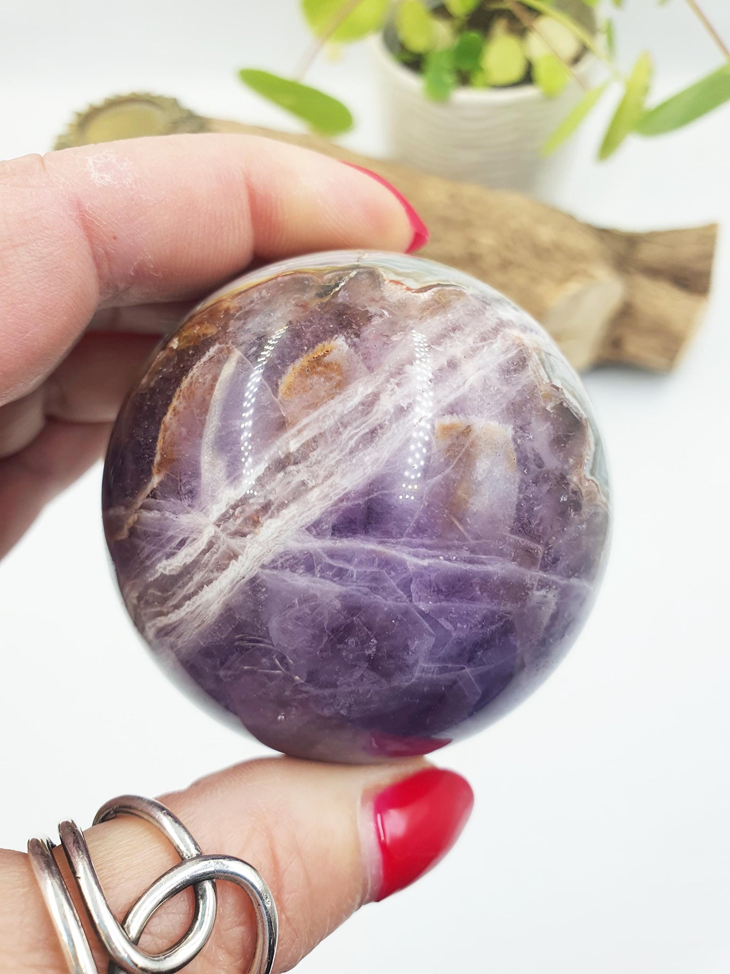 Amethyst Agate Sphere - Calming & Protective Healing Crystal Ball, 59mm