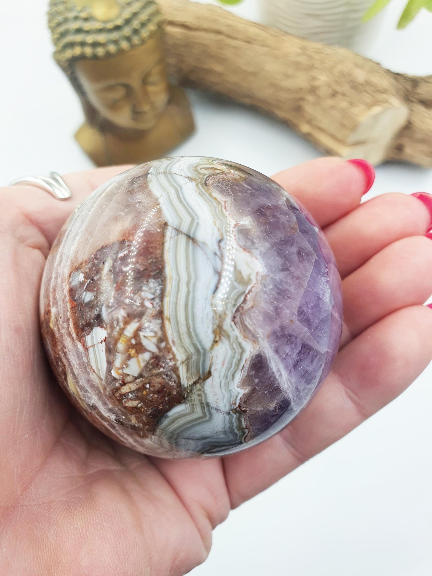 Amethyst Agate Sphere - Calming & Protective Healing Crystal Ball, 59mm