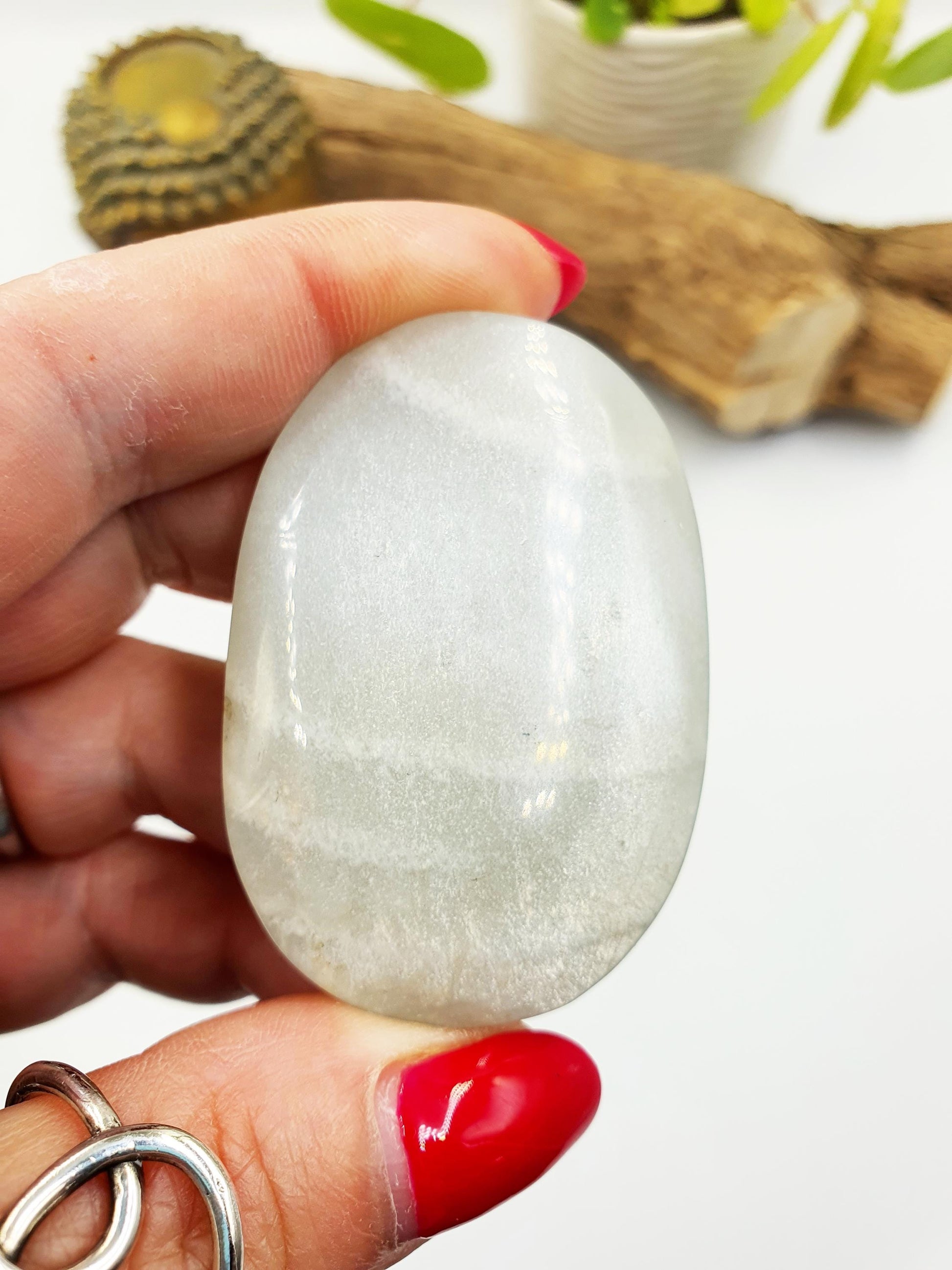 Green Moonstone Palm - Heart Chakra & Emotional Balance Healing Crystal, 50g