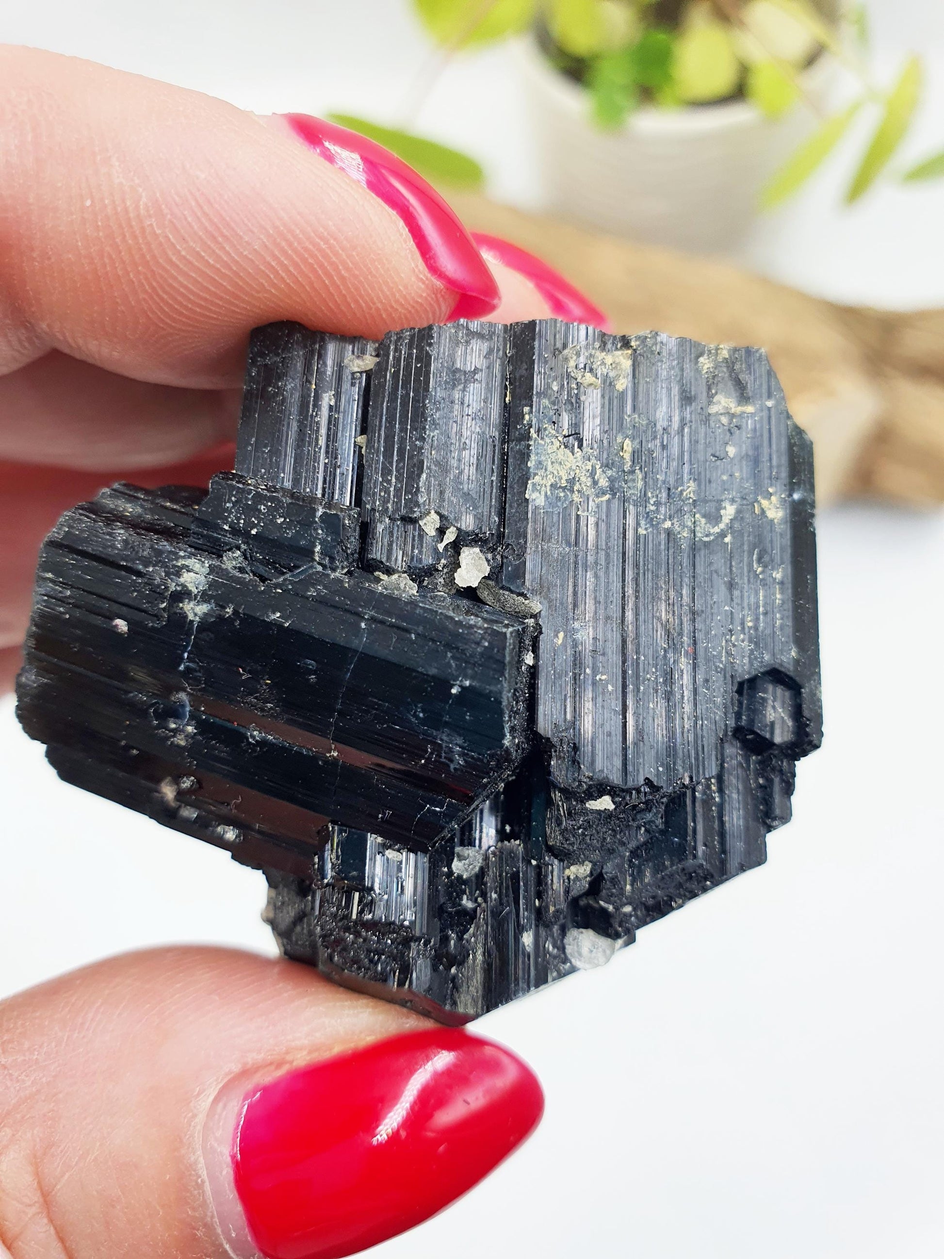 Flashy Raw Zambian Black Tourmaline Specimen - Natural Protection and Grounding Crystal - 65g