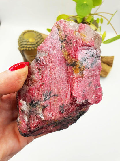 Large Raw Red Rhodonite Specimen - Emotional Healing & Compassion Crystal Chunk, 590g
