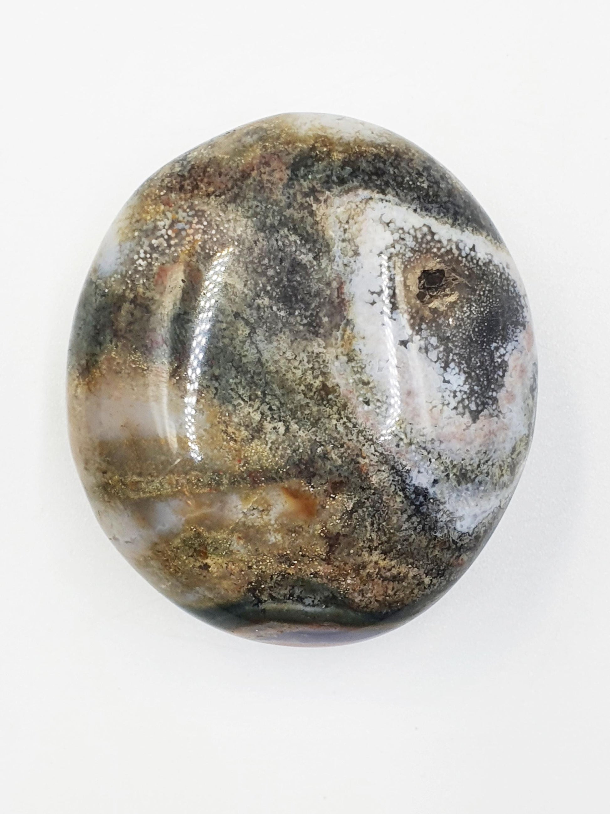 Ocean Jasper Palm with natural pocket- Joy & Renewal Healing Crystal - 80g