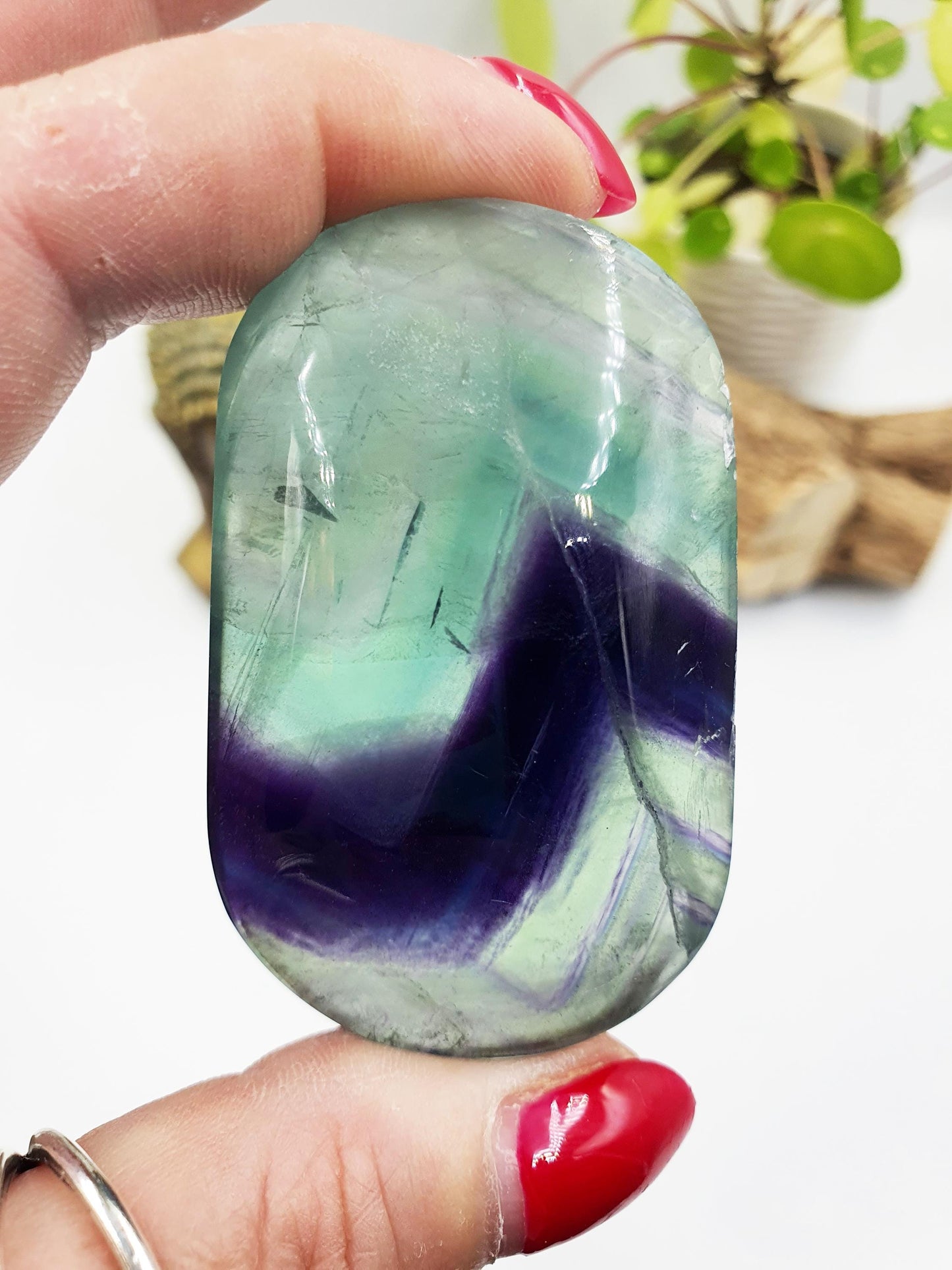 Fluorite Palm Stone - Focus and Clarity Healing Crystal - 110g