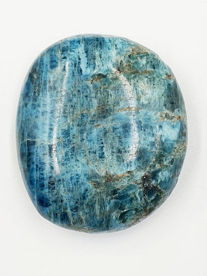 Blue Apatite Palm Stone - Motivation & Focus Healing Crystal - 85g