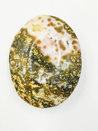 Orbicular Ocean Jasper Palm - Joy & Renewal Healing Crystal - 80g